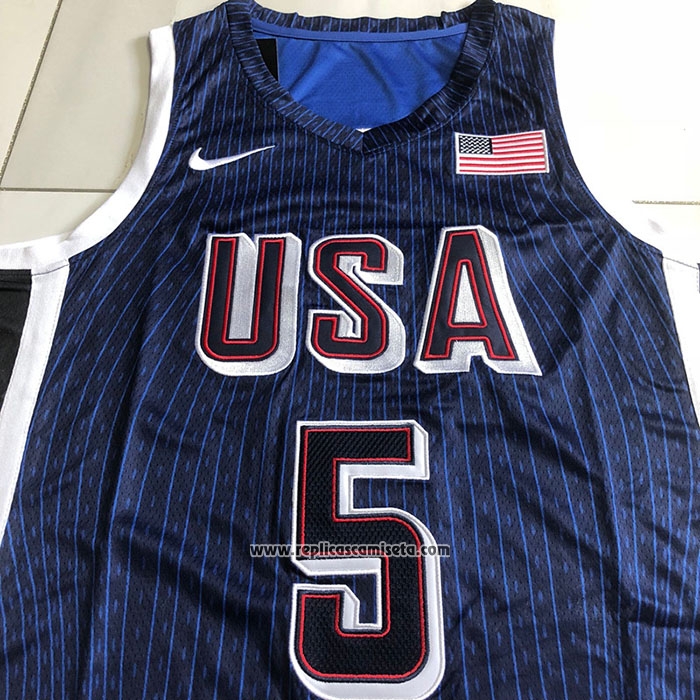 Camiseta USA 2024 Anthony Edwards #5 Juegos Olimpicos Azul